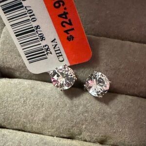 Sparkling Sterling Silver and White Sapphire Stud Earrings